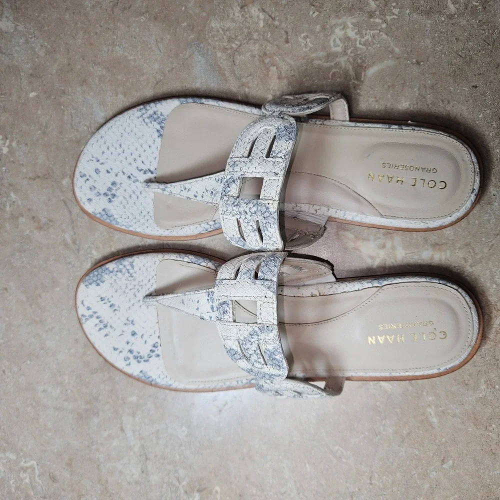NEW Cole Haan Grandseries Snake‎ Print Thong Sandals Slides SZ 9B Mob Wife